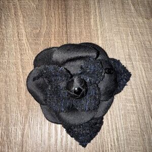 Elegant Black Flower Brooch CHANEL